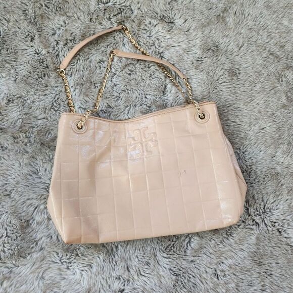 Tory Burch Marion Patent Leather Chain Strap Bag New Cream - Picture 1 of 14